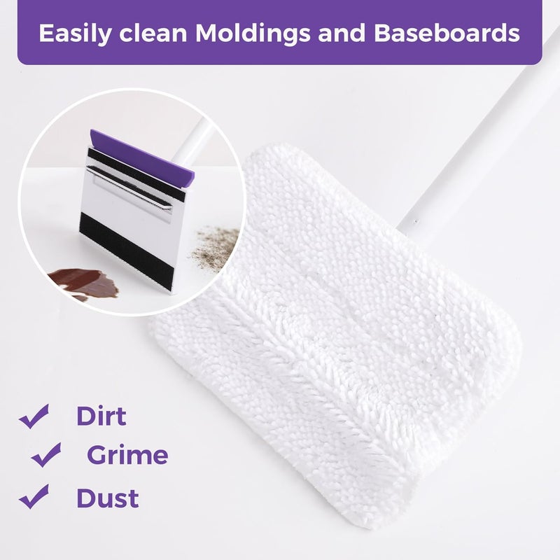wlich Baseboard Cleaner Tool with Handle 2.0, 60" Extendable Long Handle, Dust Trapping and Locking, 5 Reusable Pads, Purple Base Boards Cleaning Tool for Moldings, Wall, Floor, Bathroom, Kitchen - Image 5